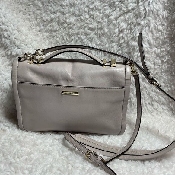 REBECCA MINKOFF Bowery Top Handle Leather gray small Crossbody Bag - Picture 2 of 13